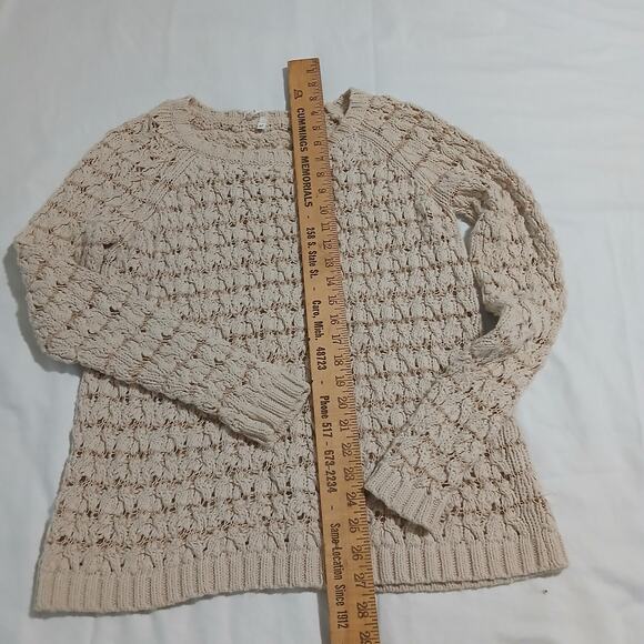 Willow & Clay M Cream Metallic Thread Long-Sleeved Raglan-Sleeved Cotton Sweater - Picture 16 of 16